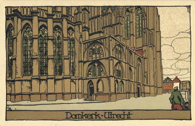 3072 Gezicht op een gedeelte van de Domkerk te Utrecht uit het noordoosten.